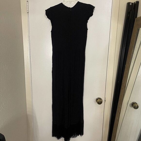 Zara Black Fringe hem ruffle sleeve jumpsuit size XS - Picture 5 of 8